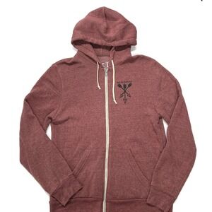 Whalebone Full Zip Hoodie Mens Medium Red Montauk Drawstring Hood Gym Running